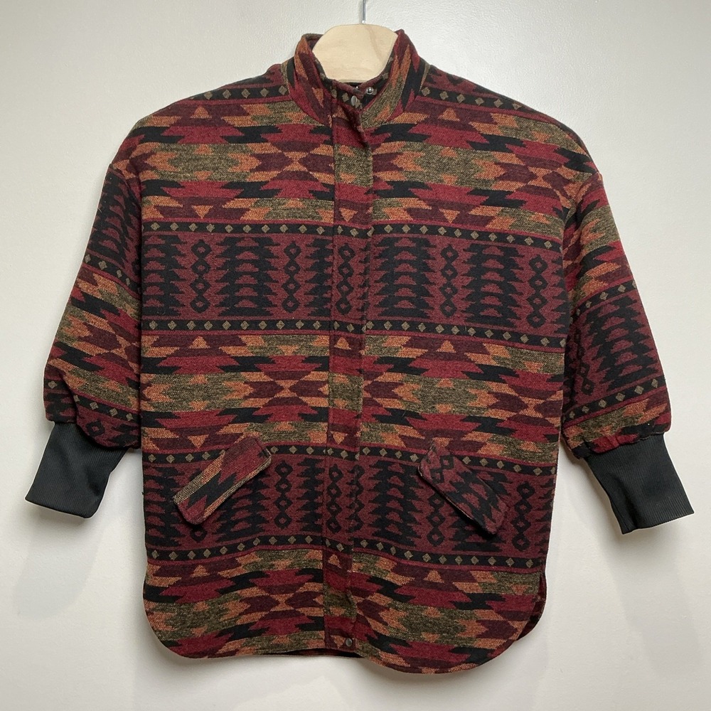 Steve Madden Revolve Womens Aztec Jacket M Cabin Fever Fall Southwestern‎ AOP